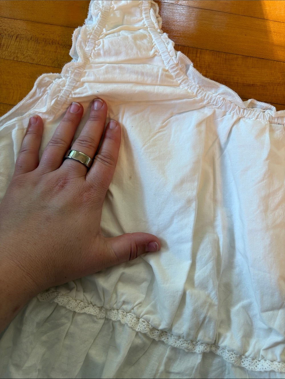 Divided White Ruffled Camisole Tank - Picture 6 of 8